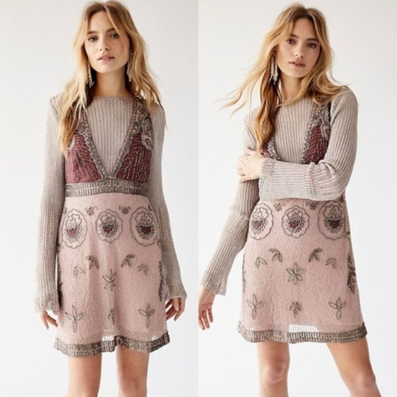 NWT Free People Moondust Beaded Sequin Mini Dress - Picture 2 of 8